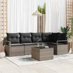 vidaXL Tuinbankenset met kussen 6 pcs Lichtgrijs poly rattan, Verzenden, Nieuw, Rotan, 6 zitplaatsen