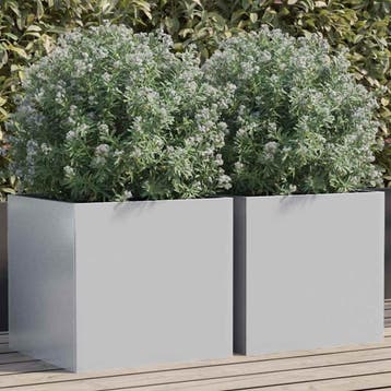 vidaXL Plantenbakken 2 st 42x40x39 cm gegalvaniseerd staal, Verzenden, Minder dan 60 cm, Nieuw, Metaal