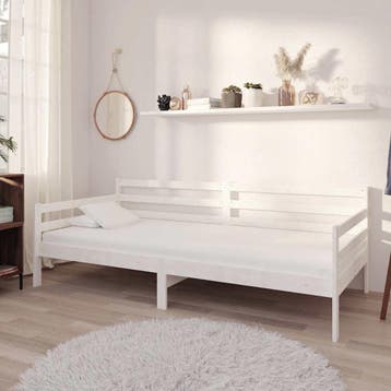 vidaXL Slaapbank massief grenenhout wit 90x200 cm, 90 cm, Eenpersoons, Verzenden, Wit