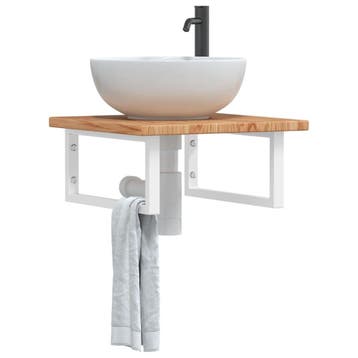 vidaXL Badkamer wandschap staal en massief eikenhout, Verzenden, Nieuw