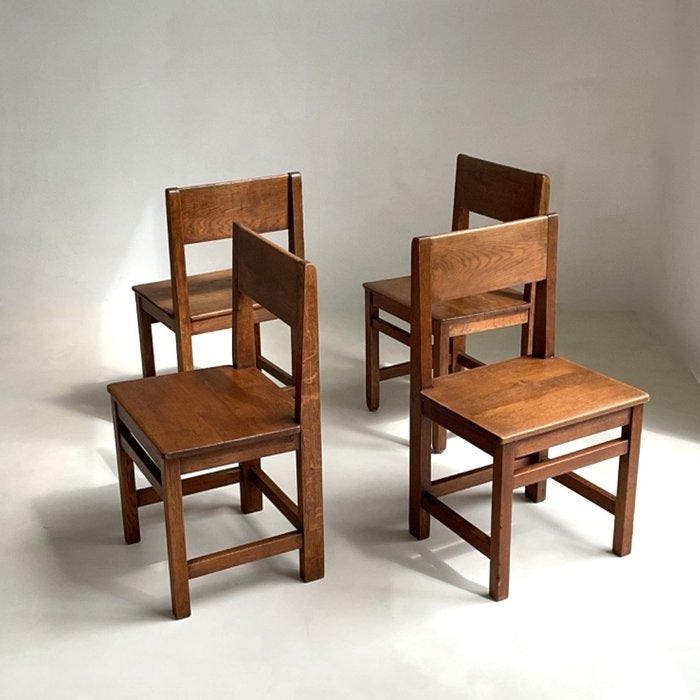 Stoel (4) - Eik - modernist, Antiek en Kunst, Kunst | Designobjecten