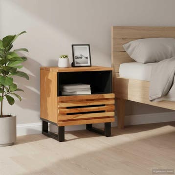 vidaXL Nachtkastje 40x34x46 cm massief acaciahout, Minder dan 45 cm, Verzenden, Nieuw, Minder dan 55 cm