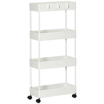 TRUUSK Keukenwagen - 4 Planken - 3 Haken - 4 Wielen - 40x19x, Verzenden, Nieuw