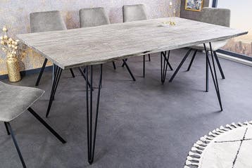 Massief houten eettafel SCORPION 140cm grijze acaciaboomrand, Ophalen of Verzenden, Nieuw