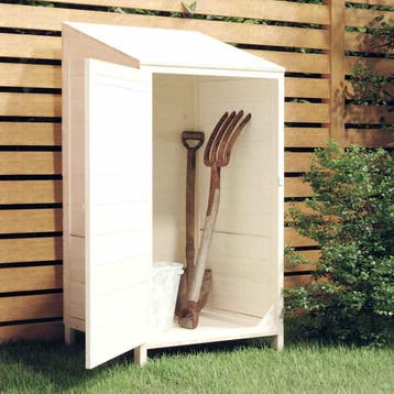 vidaXL Tuinschuur 55x52x112 cm massief vurenhout wit, Verzenden, Nieuw