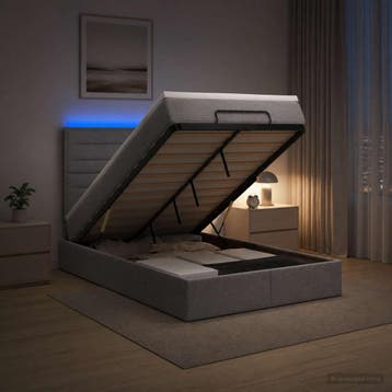 vidaXL Ottoman Bed met Matrassen en LED Lichtgrijs 120 x 190, Verzenden, Nieuw, Twijfelaar