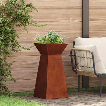 vidaXL Pilaar Plantenbak 2 st Roestkleurig 35 x 35 x 73 cm, Verzenden, Minder dan 60 cm, Nieuw, Metaal