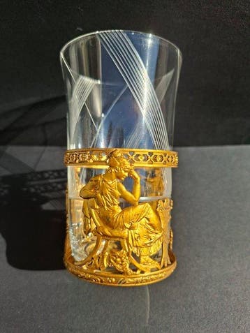 Franse Belle Époque glashouder - Allegorieën van Muziek,, Antiek en Kunst, Antiek | Meubels | Tafels