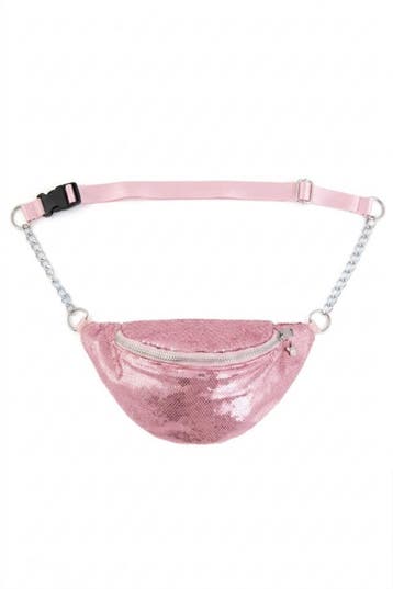 KIMU® Heuptasje Pailletten Roze Heuptas Sequin Crossbody Tas, Ophalen of Verzenden, Nieuw, Roze, Overige typen