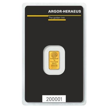 1 gram - Goud .999 - Argor-Heraeus, Switzerland, 1 Gram 9999, Postzegels en Munten, Edelmetalen en Baren