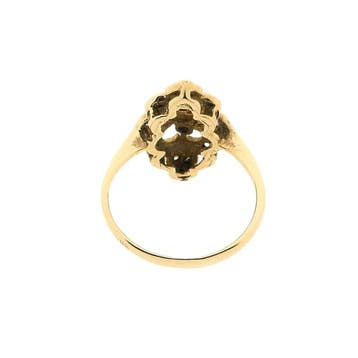 Vintage gouden ring met zirconia, Gebruikt, Ophalen of Verzenden, Kleiner dan 17, Met edelsteen