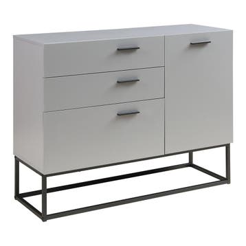 Sideboard Lavangen commode 75x100x35 cm lichtgrijs en zwart, Verzenden, Nieuw