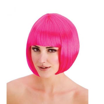 Pruik bobline felroze, Verzenden, Nieuw, Feestartikel