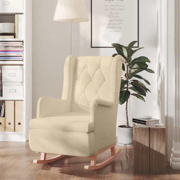 vidaXL Fauteuil met massief rubberwood schommelpoten stof, Verzenden, Nieuw