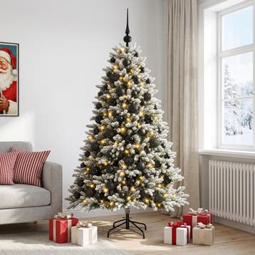 vidaXL Kunstkerstboom met Ballen 210 cm 300 LEDs Warmwit, Verzenden, Nieuw