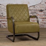 *WOONWINKEL* Tower Living Civo Ecoleer Fauteuil Met Ruitstik, Verzenden, Nieuw, Leer