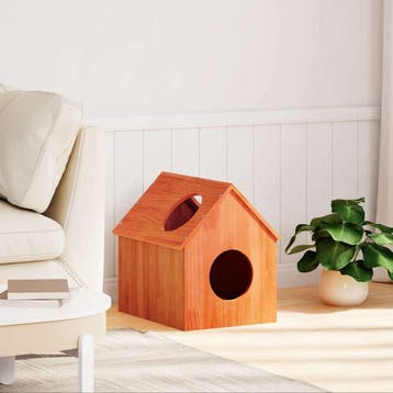 vidaXL Kattenhuis 41x50x50 cm massief grenenhout wasbruin, Dieren en Toebehoren, Verzenden, Nieuw