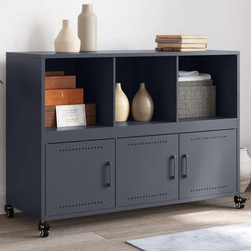 vidaXL Dressoir 100,5x39x72 cm staal antracietkleurig, Verzenden, Nieuw, Metaal, Minder dan 50 cm
