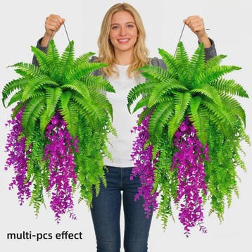 Kunstplant Boston Fern & Persische Violet met Klimop - Hangp, Huis en Inrichting, Verzenden