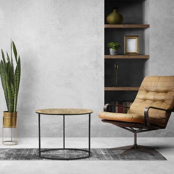 Bijzettafel - Livion Pado - Rond - 60cm - Zwart/Goud -, Huis en Inrichting, Ophalen of Verzenden, Nieuw, Overige materialen