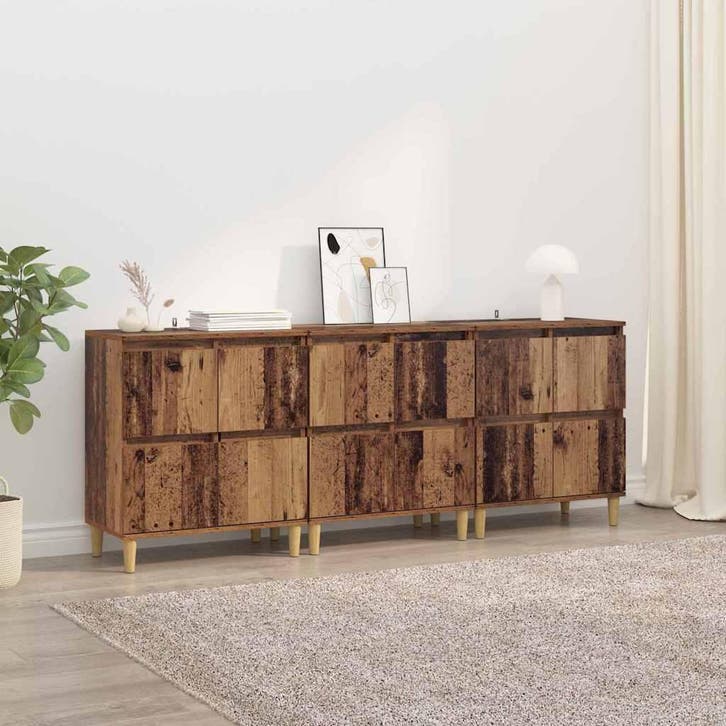 vidaXL Dressoirs 3 pcs Oud Hout 60 x 35 x 70 cm Bewerkt hout, Huis en Inrichting, Kasten | Dressoirs, 25 tot 50 cm, Nieuw, 50 tot 100 cm