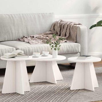 vidaXL Salontafel 3 st Wit 49 x 49 x 30 cm, Minder dan 50 cm, Verzenden, Rond, Nieuw