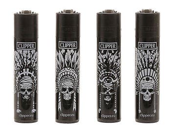Clipper aansteker - Indian skull - CP11 (4 stuks), Verzenden, Nieuw