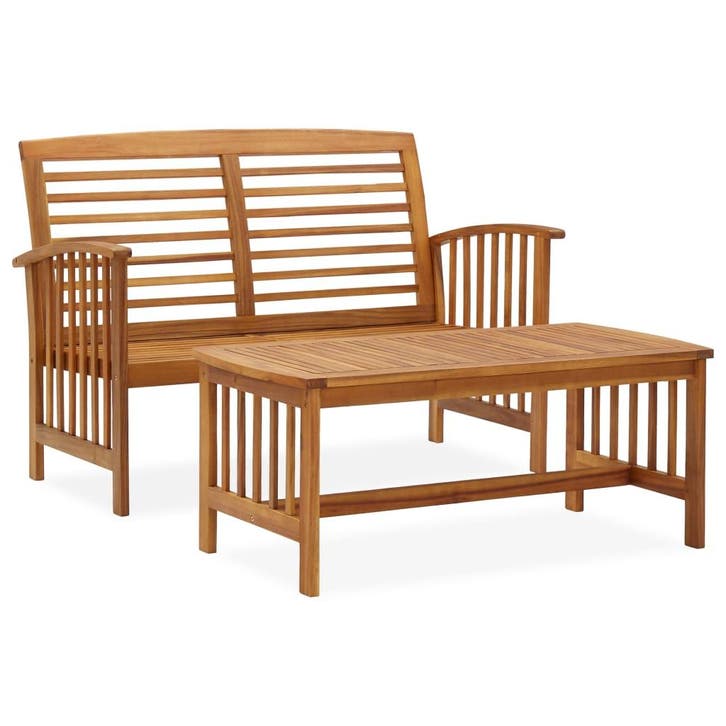 vidaXL 2-delige Loungeset massief acaciahout, Tuin en Terras, Tuinsets en Loungesets, Loungeset, Nieuw, 2 zitplaatsen, Hout, Verzenden