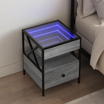 vidaXL Nachtkastje met Infinity LED 40x40x51 cm grijs sonoma, Minder dan 45 cm, Verzenden, Nieuw, Minder dan 55 cm