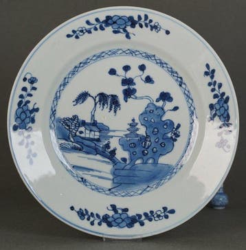 Qianlong (1735-1796) - Bord - Scholars Passing the Bridge in, Antiek en Kunst