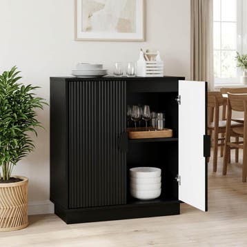 vidaXL Dressoir VENRAY Zwart 66 x 33 x 77,5 cm Bewerkt hout, Verzenden, Nieuw, 50 tot 100 cm, 25 tot 50 cm