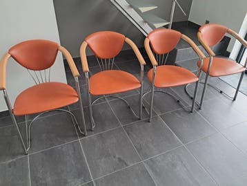 Effezeta Italy - Stoel (4) - Metaal, Hout, Synthetisch leder