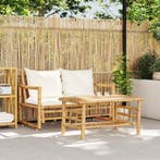 vidaXL 2-delige tuinbankset met kussens van bamboe, Verzenden, Nieuw, Hout