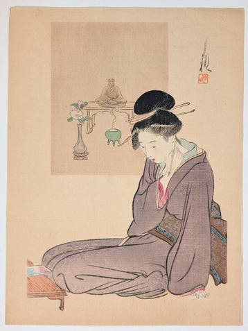 GEKK • Schoonheid aan het schrijfbureau • Kuchi-e • Meji •, Antiek en Kunst