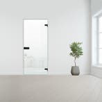 Glazen binnendeur voor opdek kozijn zwart beslag-Rechtsdraai, Ophalen of Verzenden, Nieuw