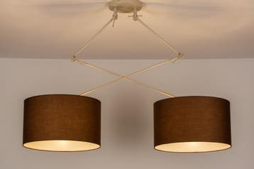 Rietveld Hanglampen - Bruin, Beige, Zand - Stof, Metaal, Verzenden, Nieuw