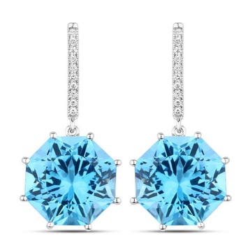 Oorbellen - 14 karaat Witgoud - 17.63ct. tw. Topaas -, Sieraden, Tassen en Uiterlijk, Nieuw