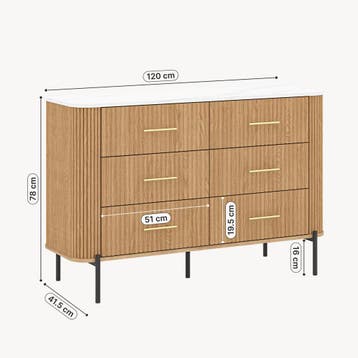 Commode Kokunse ladekast 120x42x78 cm eikenkleurig [en.casa], Verzenden, Nieuw