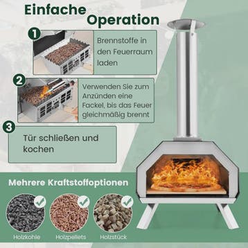 Draagbare Buiten Pizzaoven van RVS met Pizza Steen, Schep en, Verzenden, Nieuw