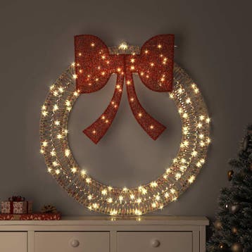 vidaXL Krans met 150 LED Warmwit 121 x 121 x 10 cm PET, Diversen, Kerst, Verzenden, Nieuw