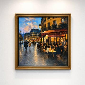 Néo Pablo - Evening Lights on the Café de Flore - Unique