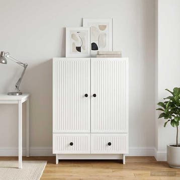 vidaXL Dressoir Hoogglans Wit 66 x 34,5 x 95 cm, Verzenden, Nieuw, Overige houtsoorten, Minder dan 50 cm