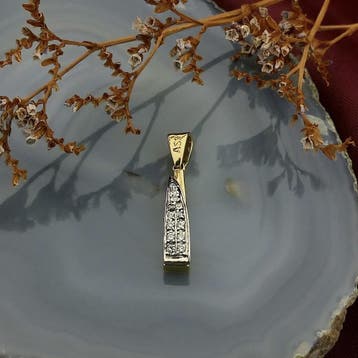 Bicolor gouden hanger met zirconia; Assos (Hanger of bedel), Ophalen of Verzenden, Gebruikt, Goud, Overige merken