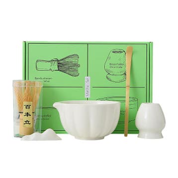 Matcha Thee Set - Kom - Klopper - Thee Zet Set - Wit, Verzenden, Nieuw