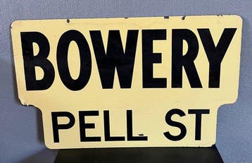 Origineel New York City Straatnaambord – Bowery / Pell St –
