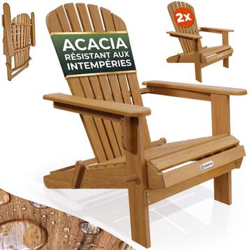 Tuinstoel Adirondack Set van 2 Acaciahout 84x69x94cm, Verzenden, Nieuw