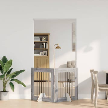 vidaXL Opvouwbaar hondenhek met standaards 2 st Grijs Sonoma, Dieren en Toebehoren, Honden-accessoires, Verzenden, Nieuw