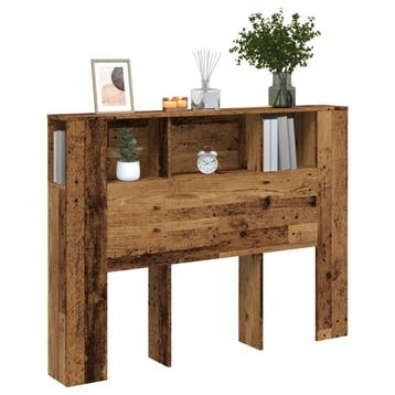 vidaXL Hoofdbordkast 140x18,5x102,5 cm bewerkt hout oud, Verzenden, Nieuw, Bruin, Hout