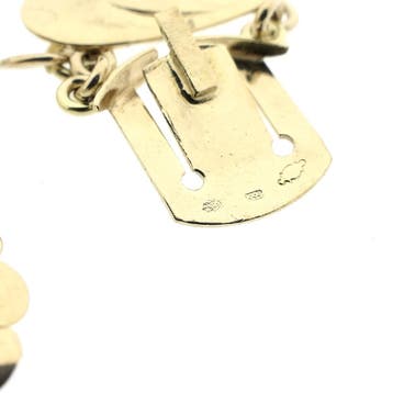 Antiek gouden bootjesarmband met granaat (Schakelarmband), Gebruikt, Ophalen of Verzenden, Met edelsteen, Goud