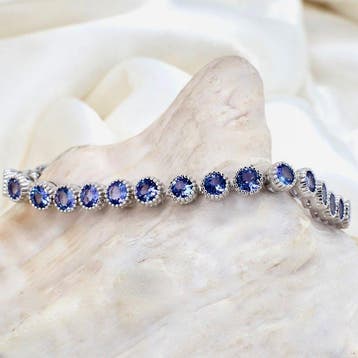 Zonder minimumprijs - Armband Zilver - 4.00ct. tw. Tanzaniet, Sieraden, Tassen en Uiterlijk, Armbanden, Nieuw